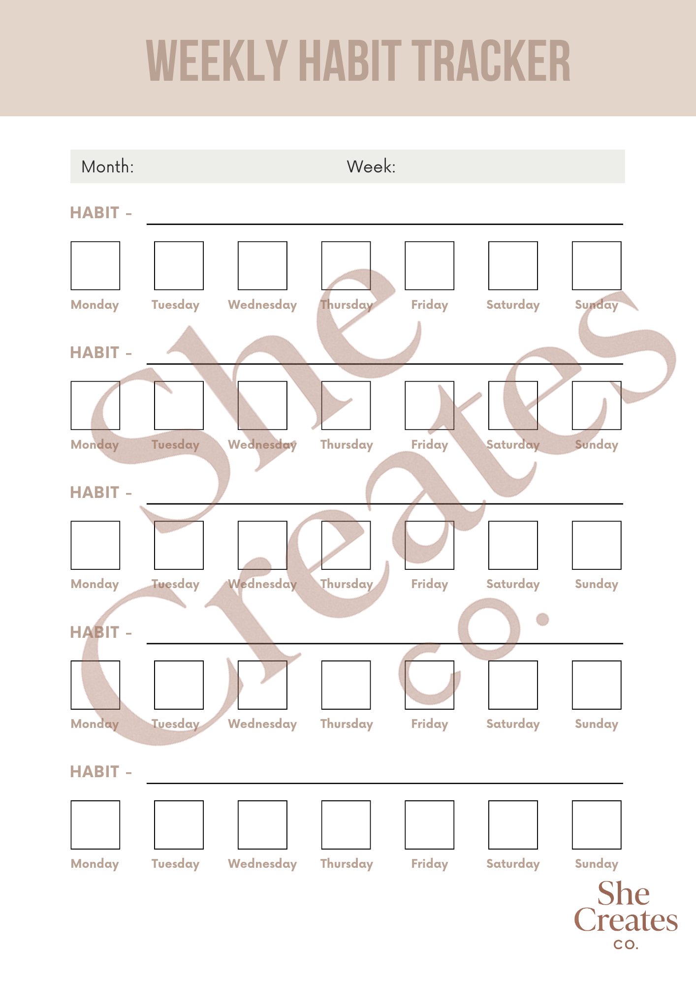 Printable Productivity Workbook | Daily & Weekly Planner | Goal Setting, Habit Tracker, Time Management PDF | Undated Life Organizer