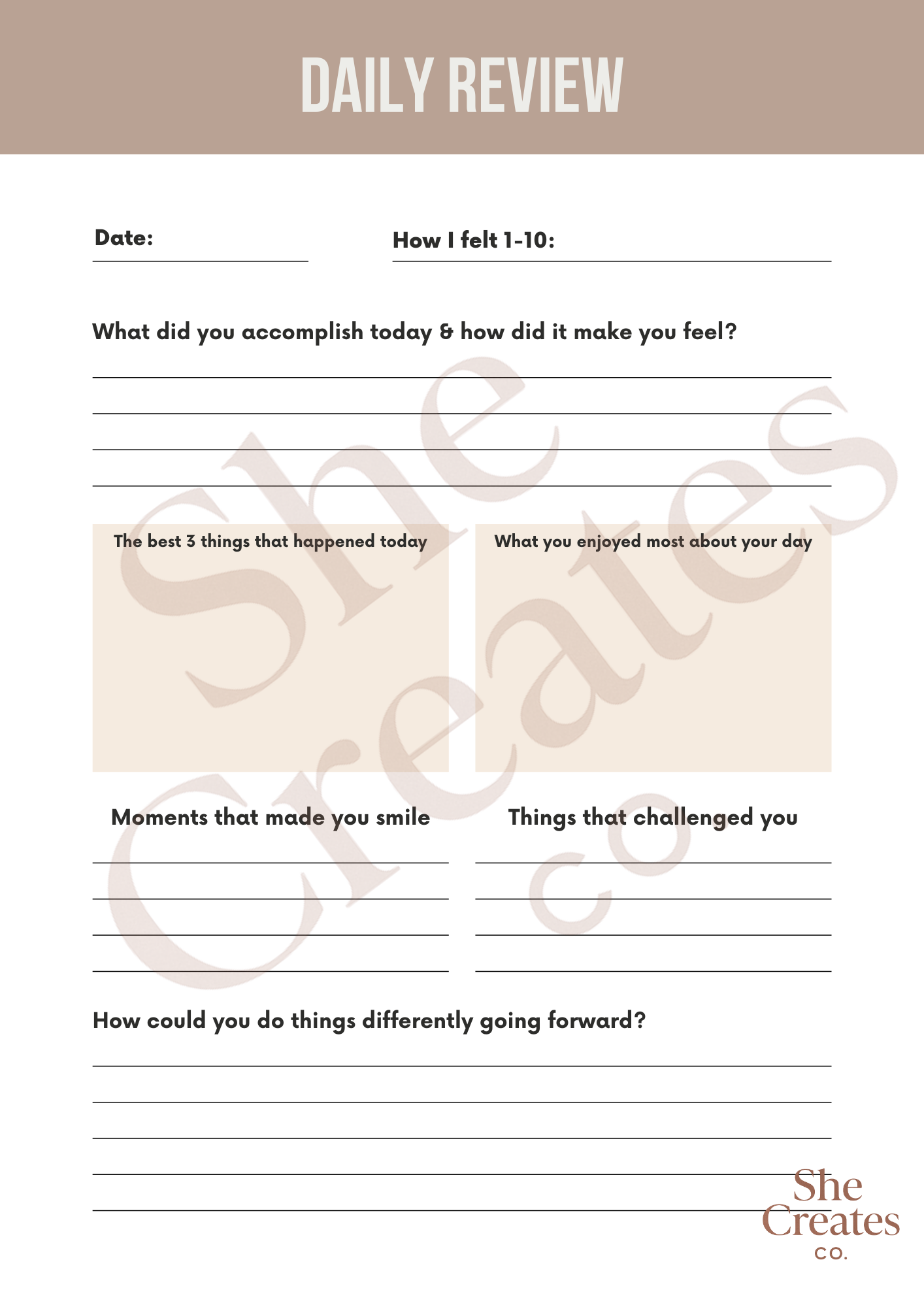 Printable Productivity Workbook | Daily & Weekly Planner | Goal Setting, Habit Tracker, Time Management PDF | Undated Life Organizer